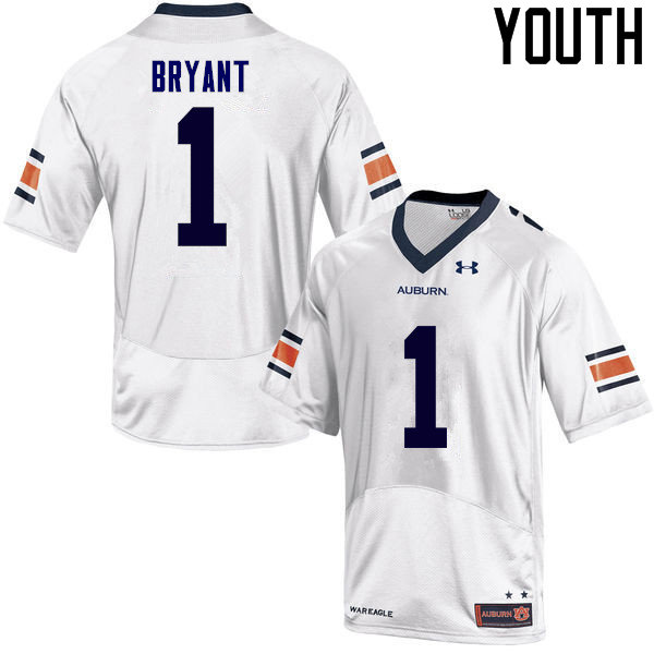 Youth Auburn Tigers #1 Big Cat Bryant White College Stitched Football Jersey